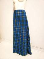 jupe Tartan bleu 100% laine  - ENVERS par Yves Jean Lacasse