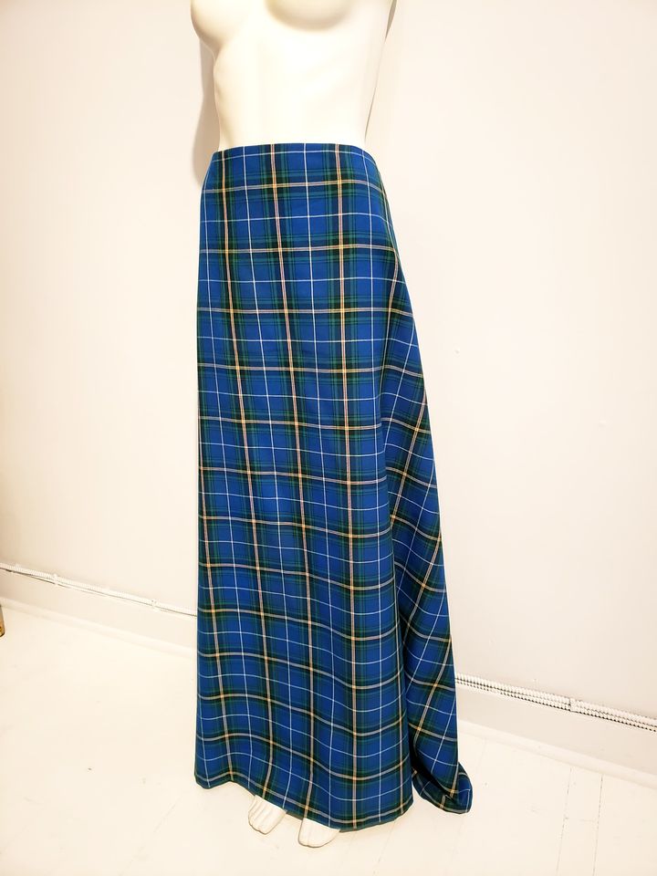 jupe Tartan bleu 100% laine  - ENVERS par Yves Jean Lacasse