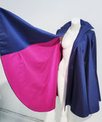 manteau circulaire soie marine doublure fuschsia  - ENVERS par Yves Jean Lacasse
