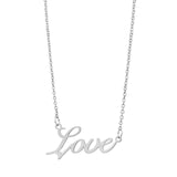 Silvertone Stainless Steel LOVE Pendant Necklace