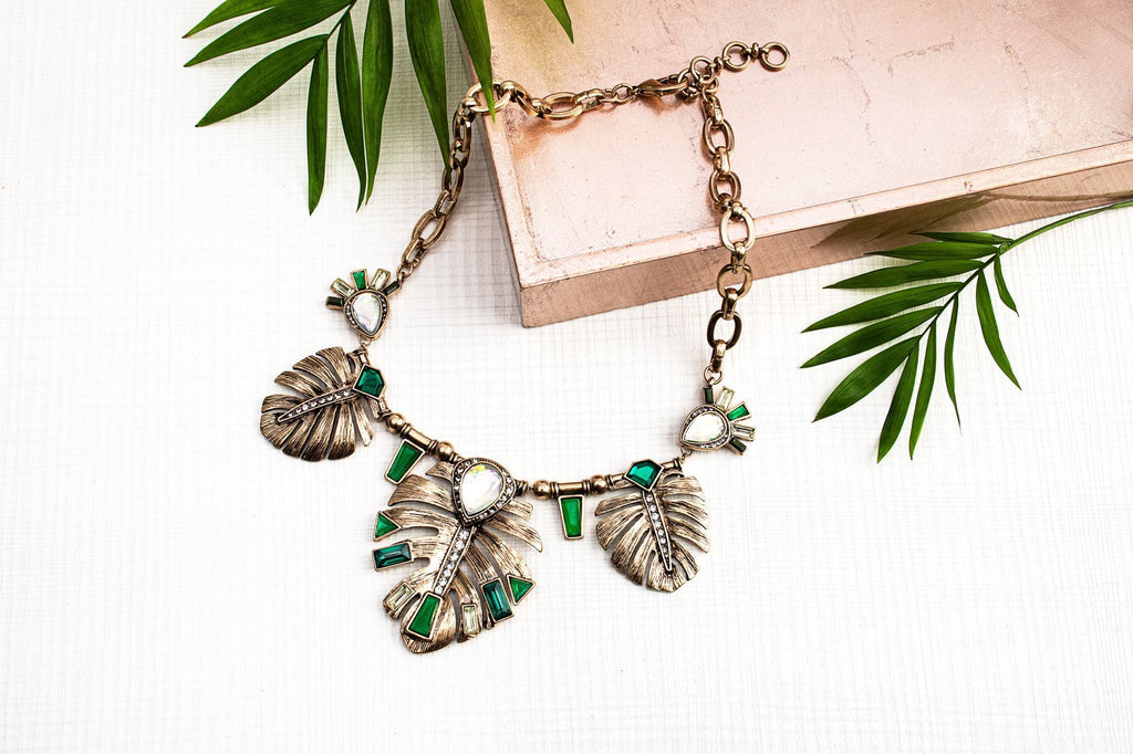 Vintage leaf collar necklace - Don