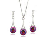Burgundy Delite Luxury Crystal Necklace   Earrings Set