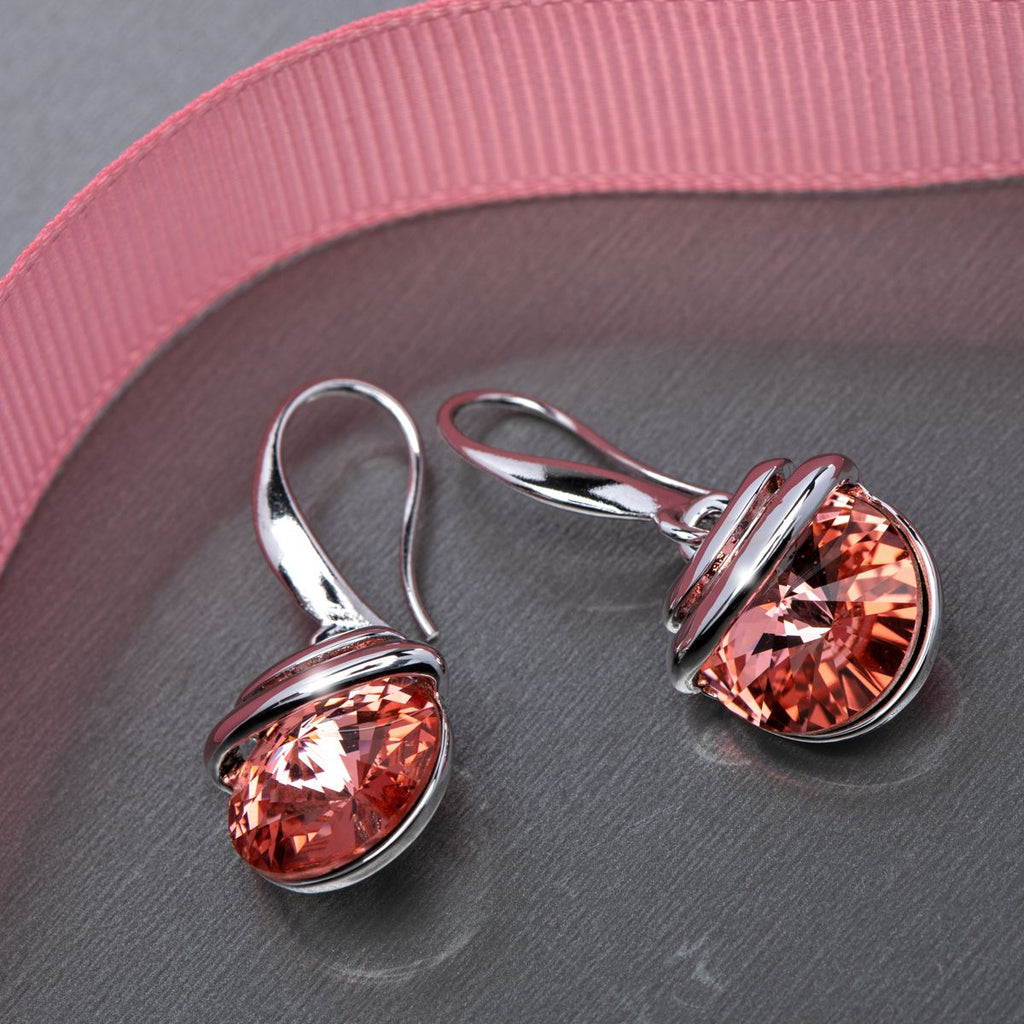 Rose Peach Luxury Crystal Spring Drop Earrings