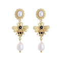 Vintage pearl and bee statement earrings - Don't Ask