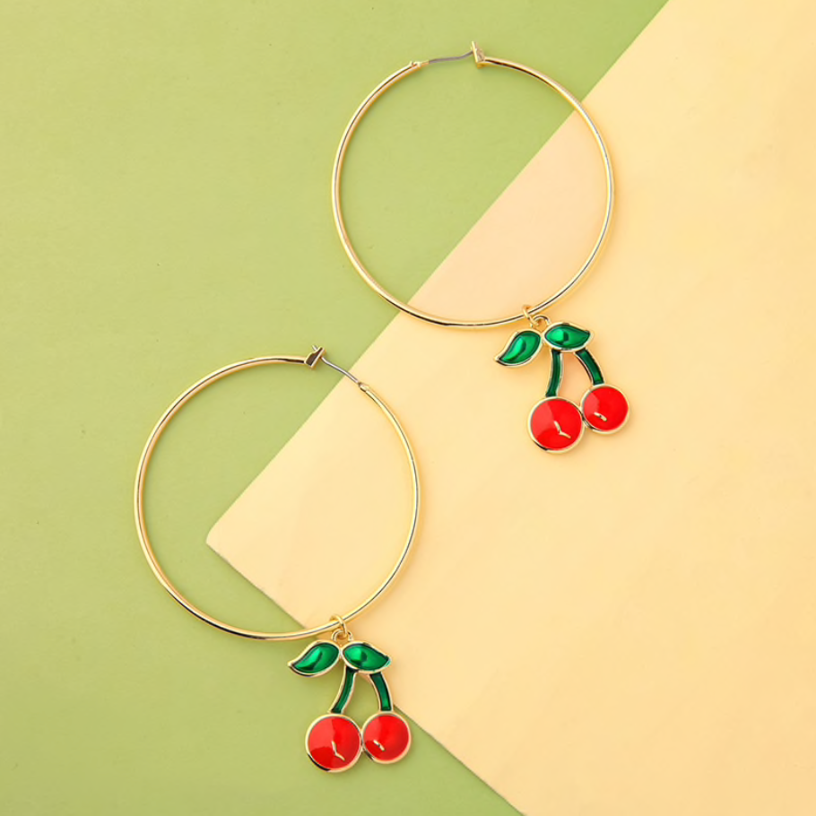 Cherry hoop earrings - Don't Ask