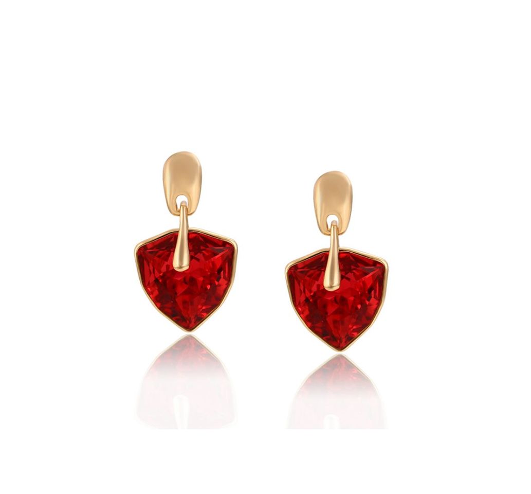 Goldtone & Siam Luxury Crystal Trillium Earrings