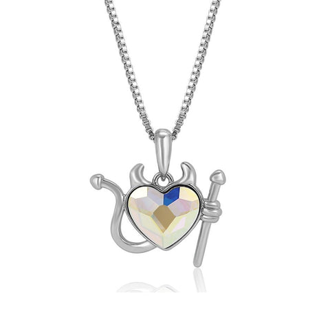 Aurora Borealis Cheeky Devil Luxury Crystal Pendant Necklace
