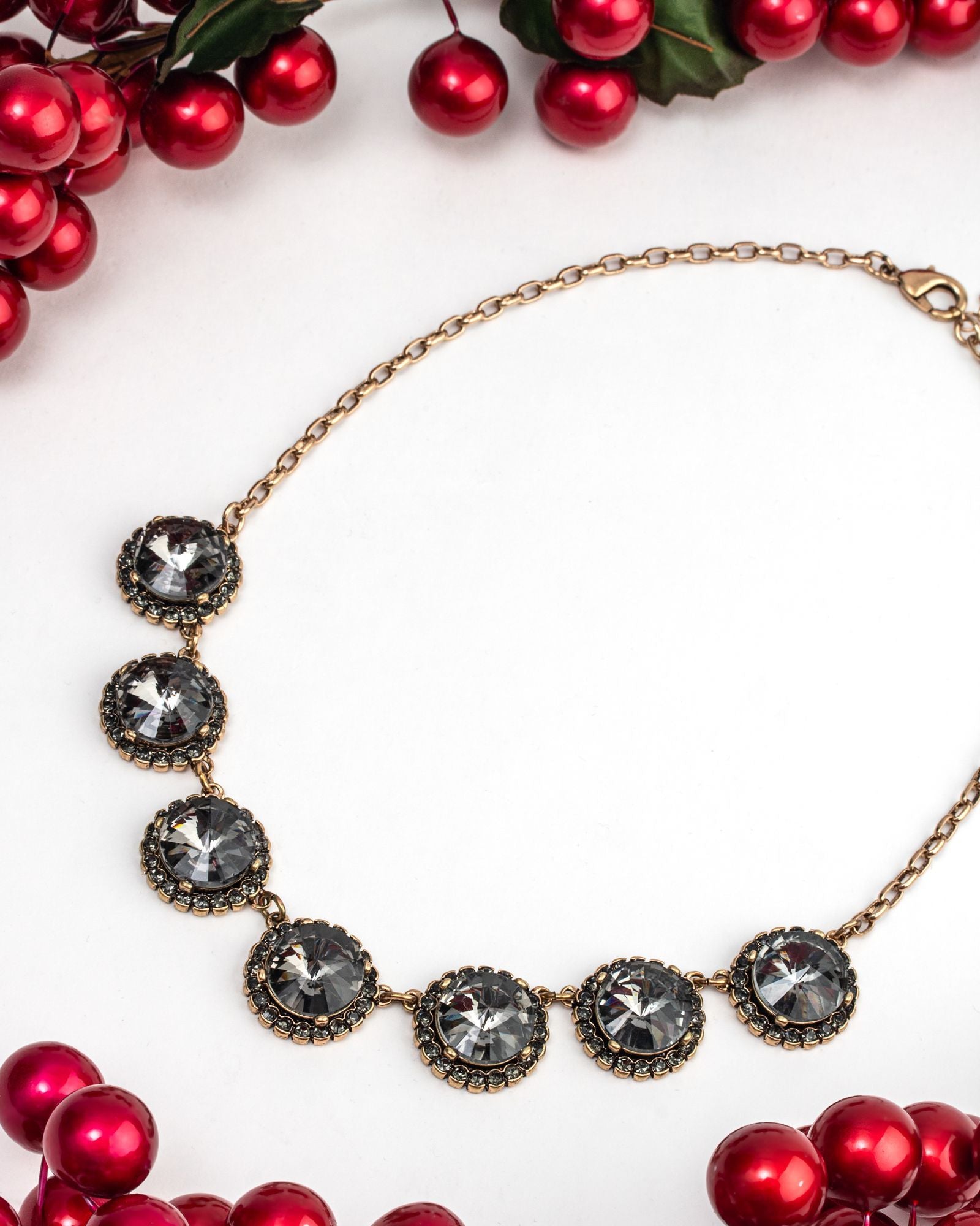 Grey crystal collar necklace - Don't Ask