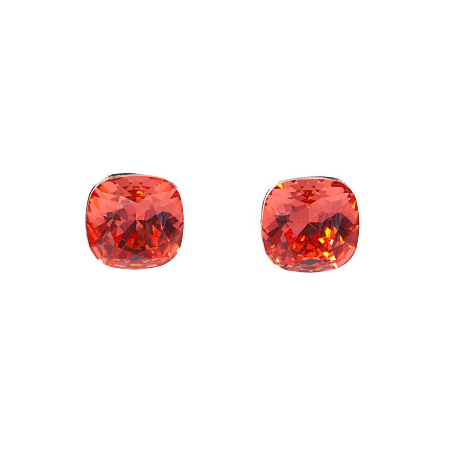 Padparadscha Luxury Crystal Cushion Cut Stud Earrings