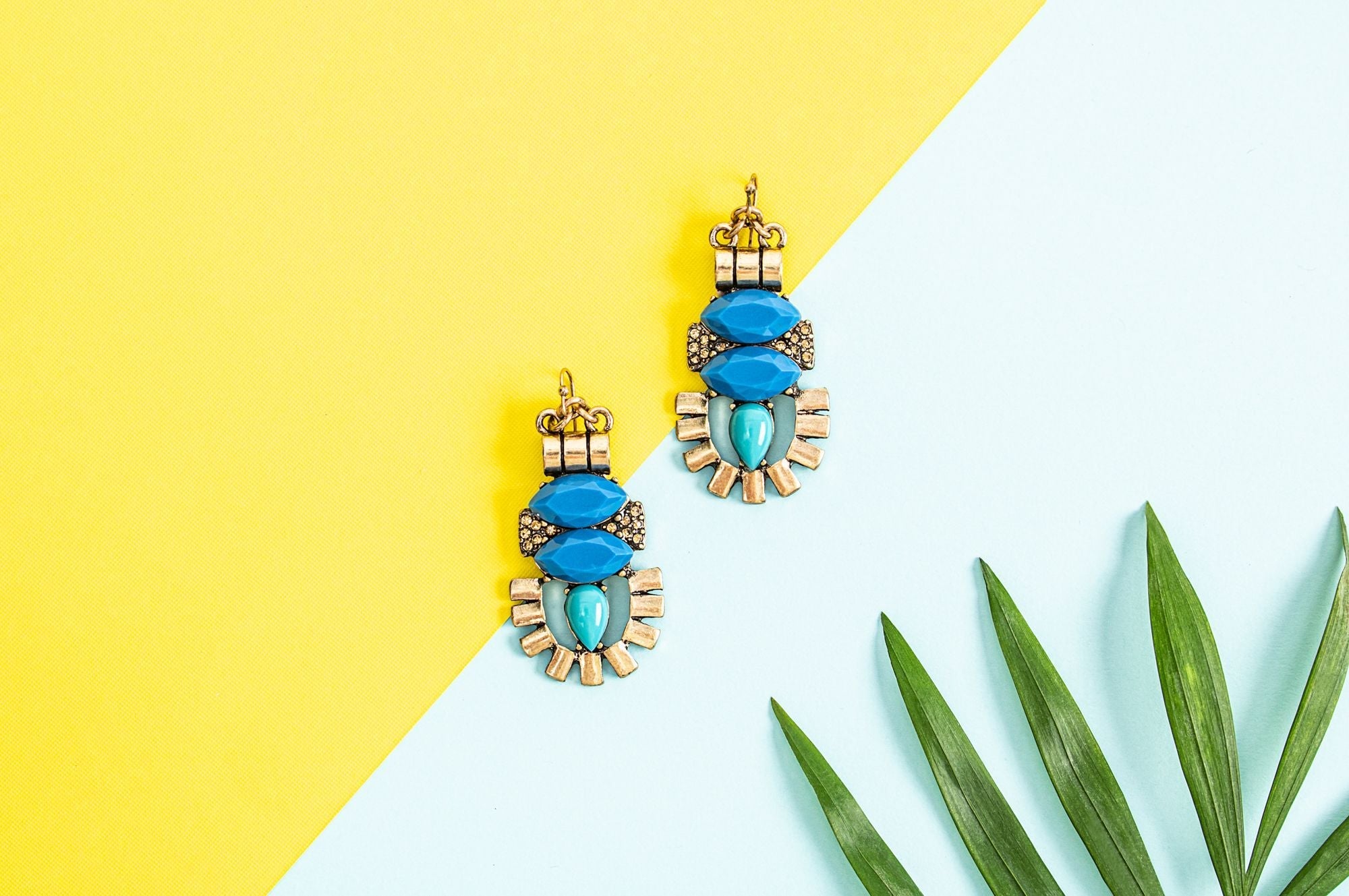 Blue vintage statement earrings - Don't Ask