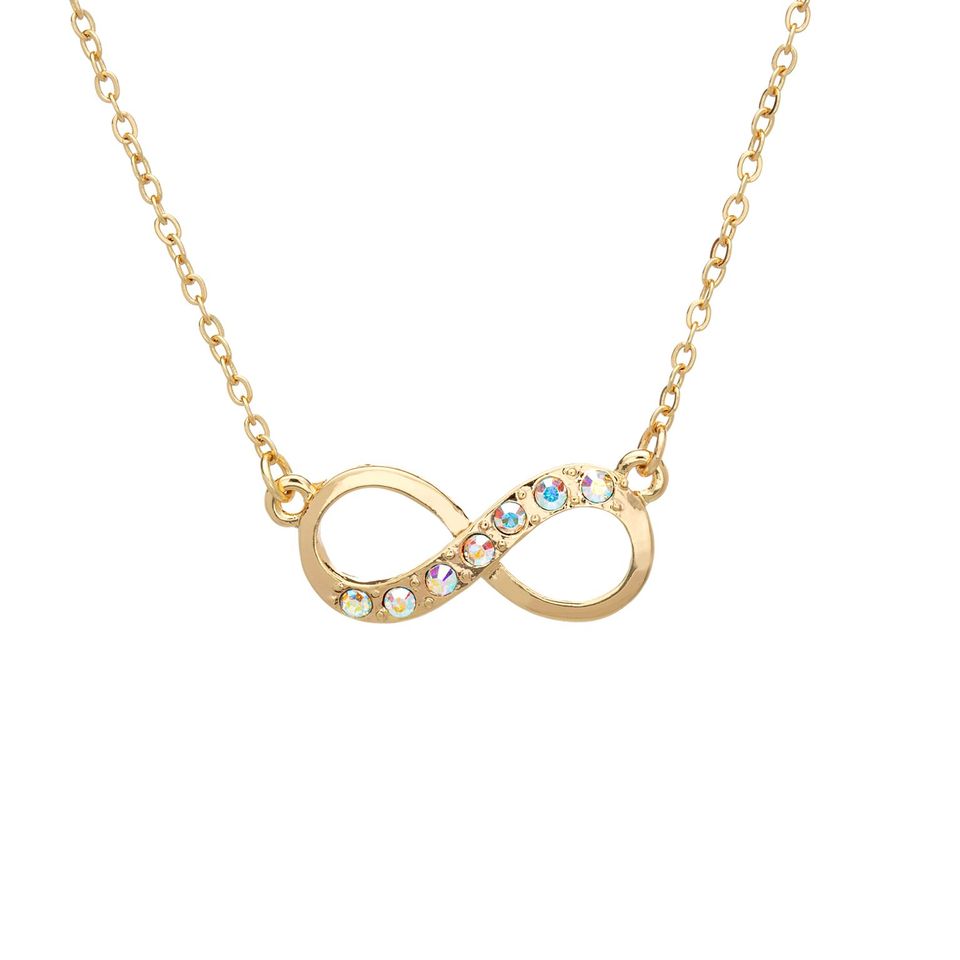 Goldtone   Aurora Borealis Luxury Crystal Infinity Necklace