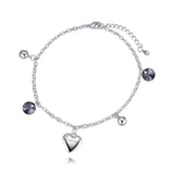 Silvernight Luxury Crystal   Silvertone Love You Heart Anklet