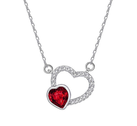 Siam Luxury Crystal Dual Open Heart Pendant Necklace