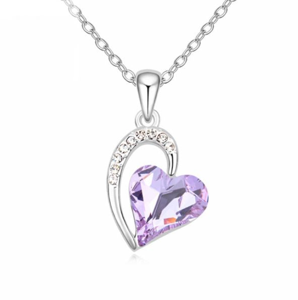 Lavender Luxury Crystal Heart Pendant Necklace