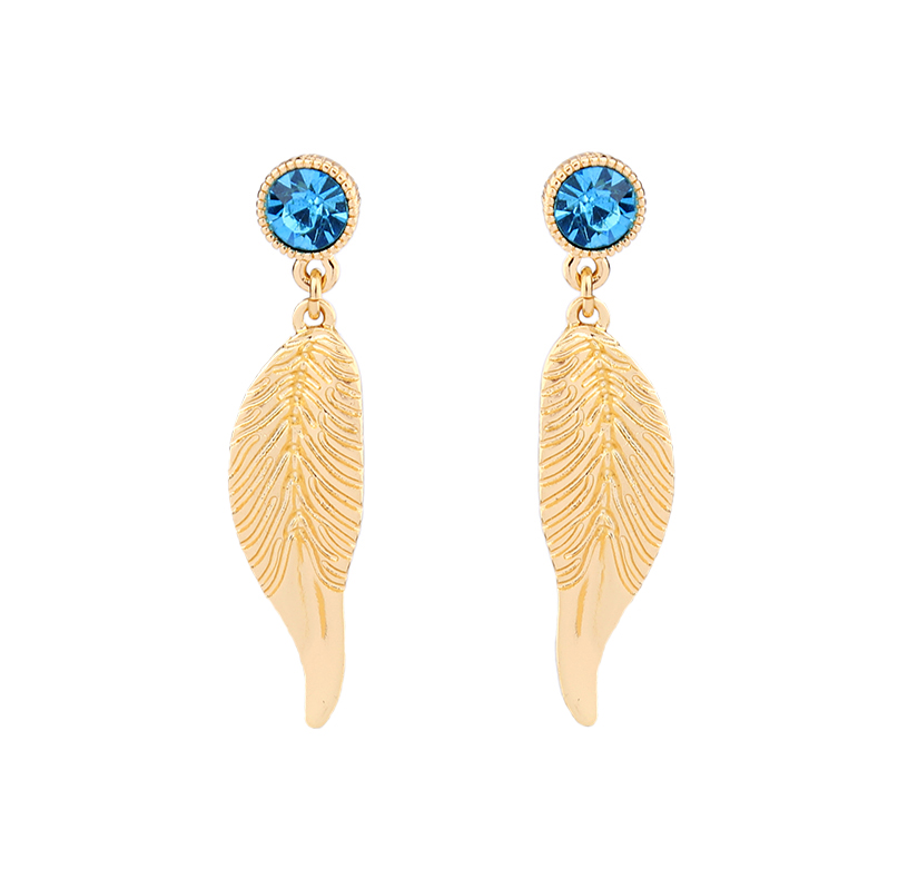 Blue leaf statement earrings - Don't AsK