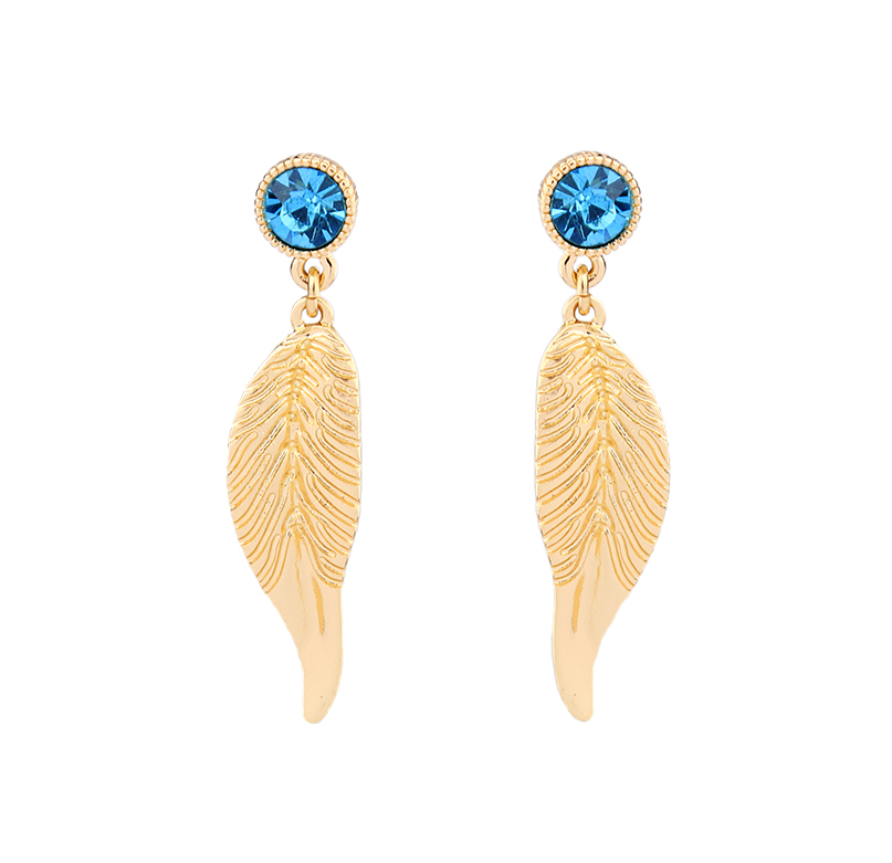 Blue leaf statement earrings - Don