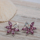 Amethyst   AB Luxury Crystal Floral Stud Earrings