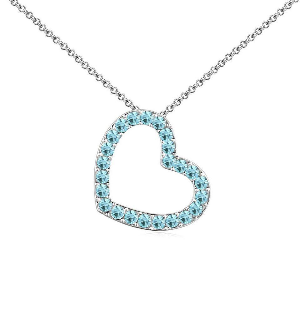 Aqua Luxury Crystal Pave Heart Pendant Necklace