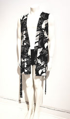 peignoir spandex noir et blanc fleurs  - ENVERS par Yves Jean Lacasse