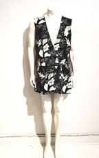 peignoir spandex noir et blanc fleurs  - ENVERS par Yves Jean Lacasse