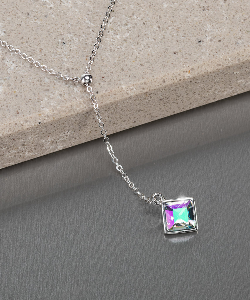 Lariat drop necklace with  crystals